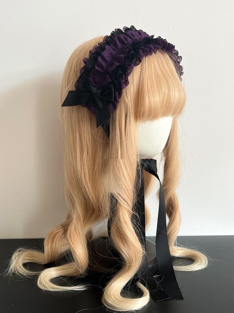 MAID~Customized Elegant Lolita Bow Lace KC Headdress 32564:390718