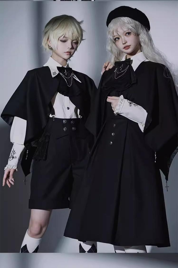 CastleToo - Night Raven Magic - Ouji Lolita Dress Set Prince Suspender Shorts Cape