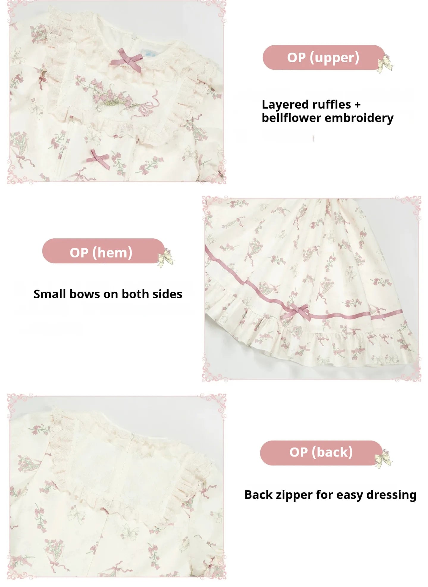 Fragrant Reminiscence - Classic Lolita Embroidered Collar Dress, Bellflower Print