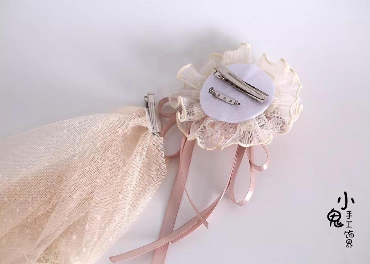 Elegant Champagne Lolita Headdress, Floral & Bows
