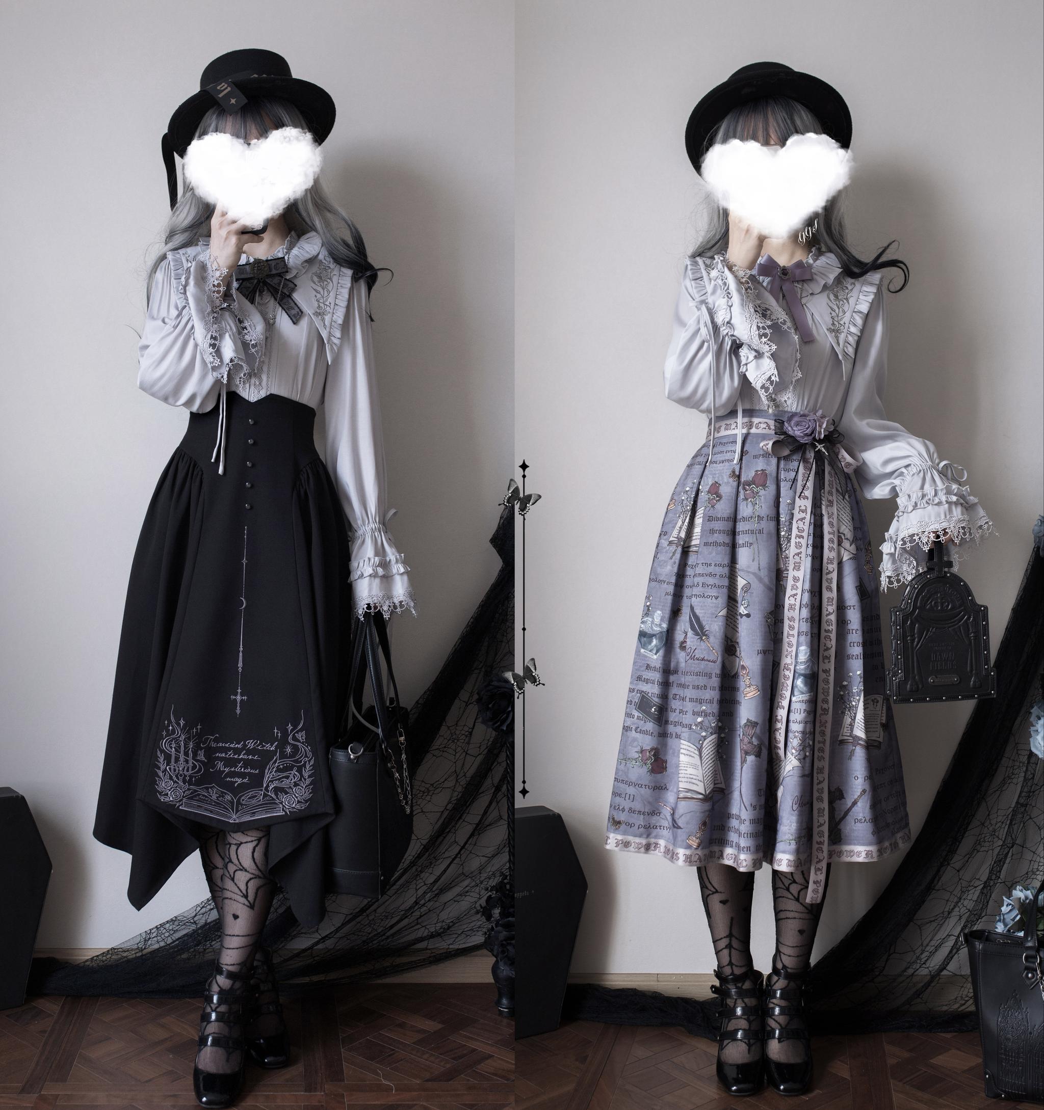 Chris House Lolita - Witch Notes - Gothic Loliat Embroidered Dress Suit, Cross and Rose Print 44096:795070