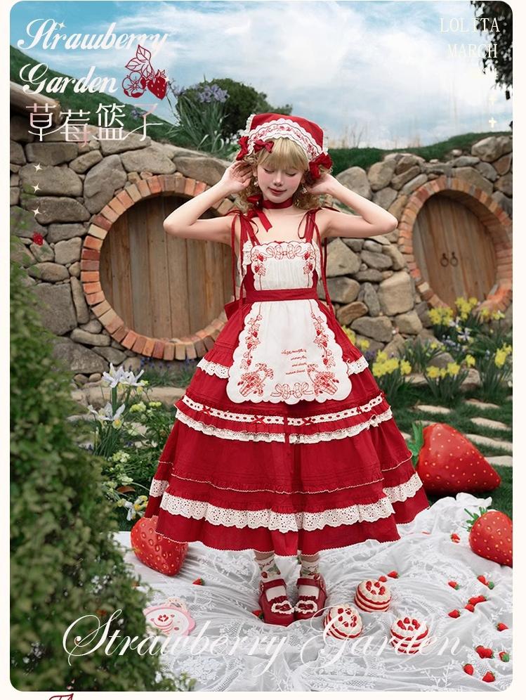 Flower and Pearl Box - Strawberry Basket - Country Lolita Dress Plaid Summer Spring Dress