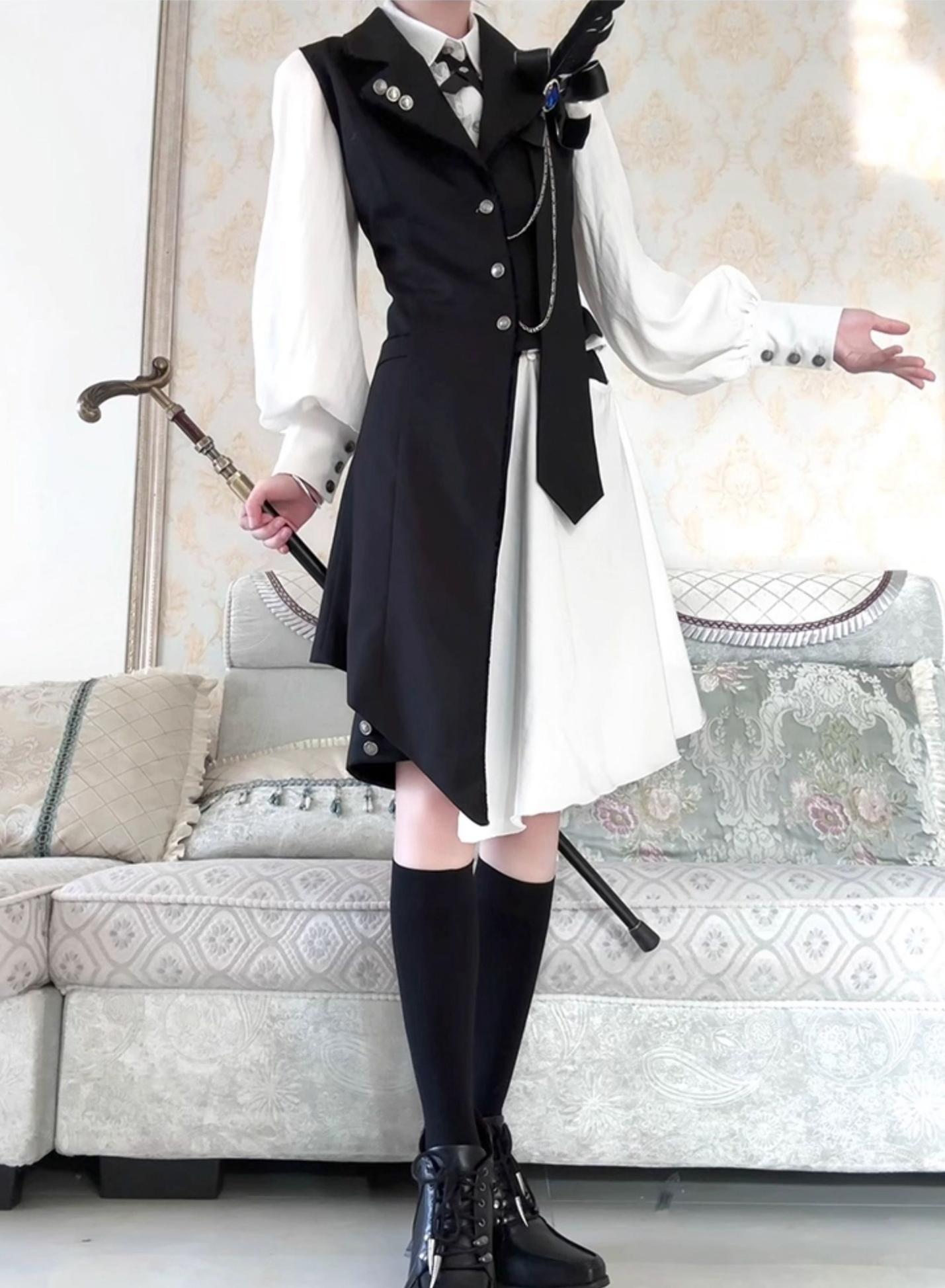 CastleToo - Black Tea Concerto - Ouji Lolita Outfit, Long Vest & Jacket 44022:792494