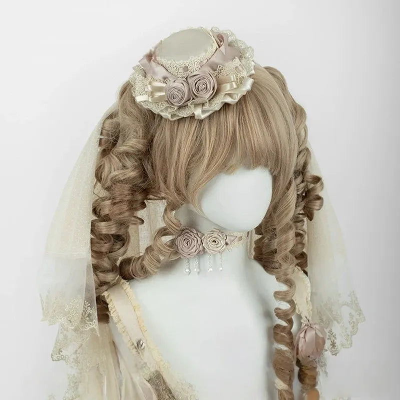 Champagne Classic Lolita Headdress and Choker, Floral Accent 45259:854869