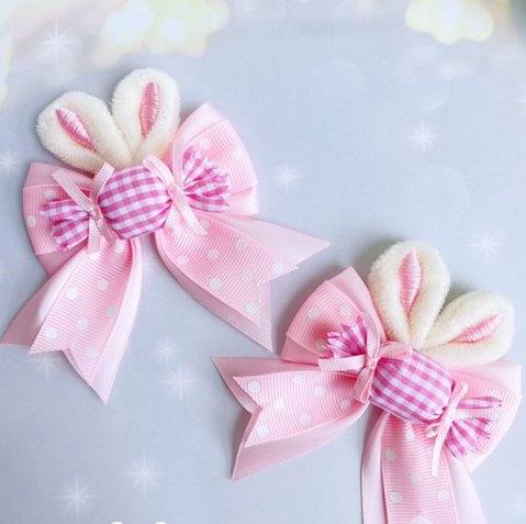 Sweetheart Endless - Sweet Lolita Cuffs Handmade Multicolor Rabbit Ears a pair of pink candy rabbit ears cuffs(pin)