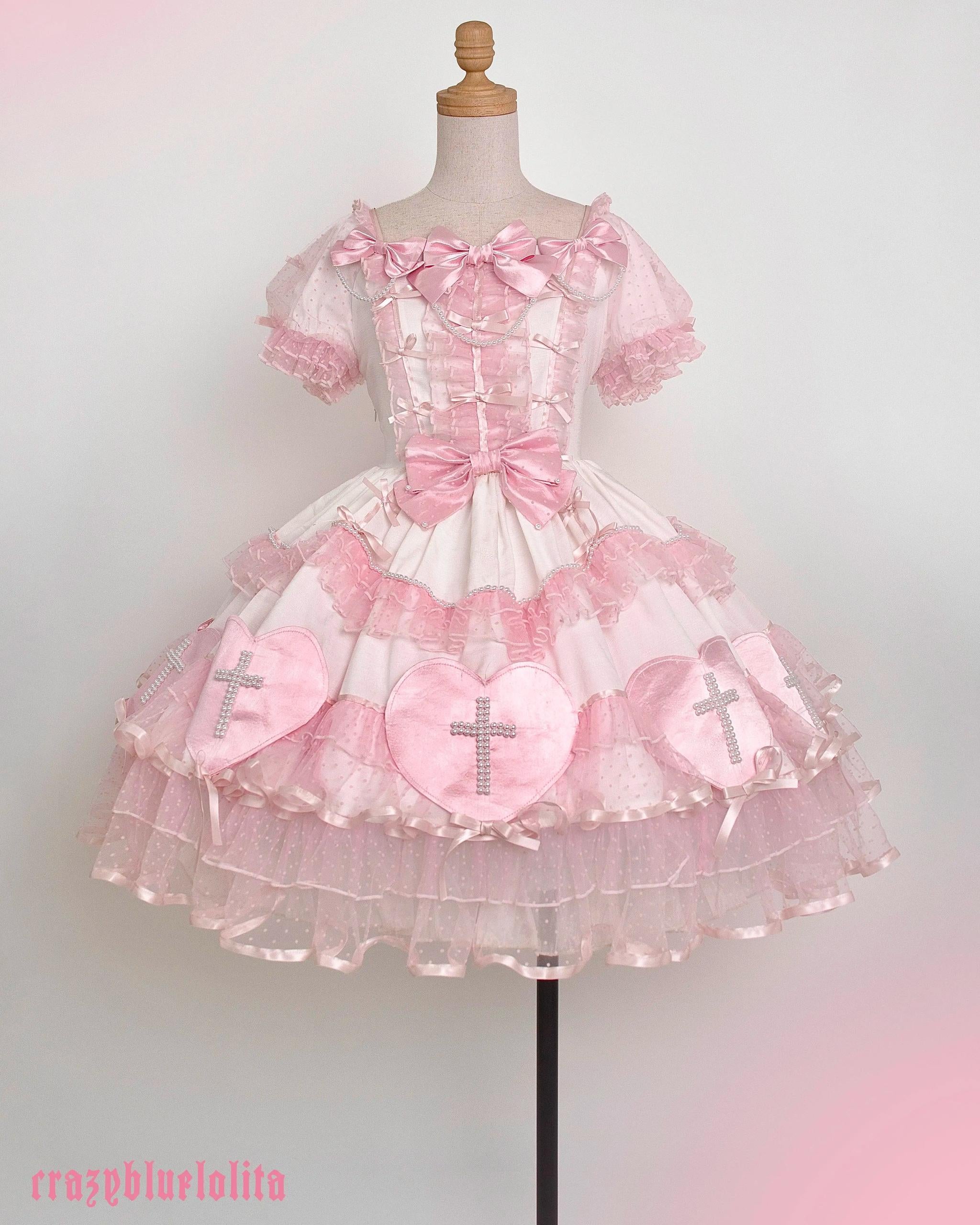 Showa Cross Lovers - Old School Lolita Heart Shaped OP Dress Accessories (L M S XL) 39228:617054