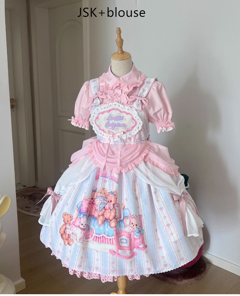 Eternity Spring~Barbie Bear~Sweet Lolita Bear Print JSK and OP 21222:301012