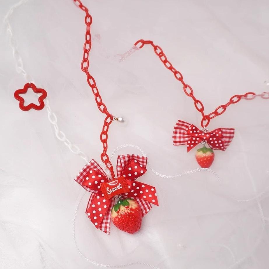 MaoJiang Handmade - Handmade Sweet Lolita Necklace, Strawberry Pendant 43175:797988