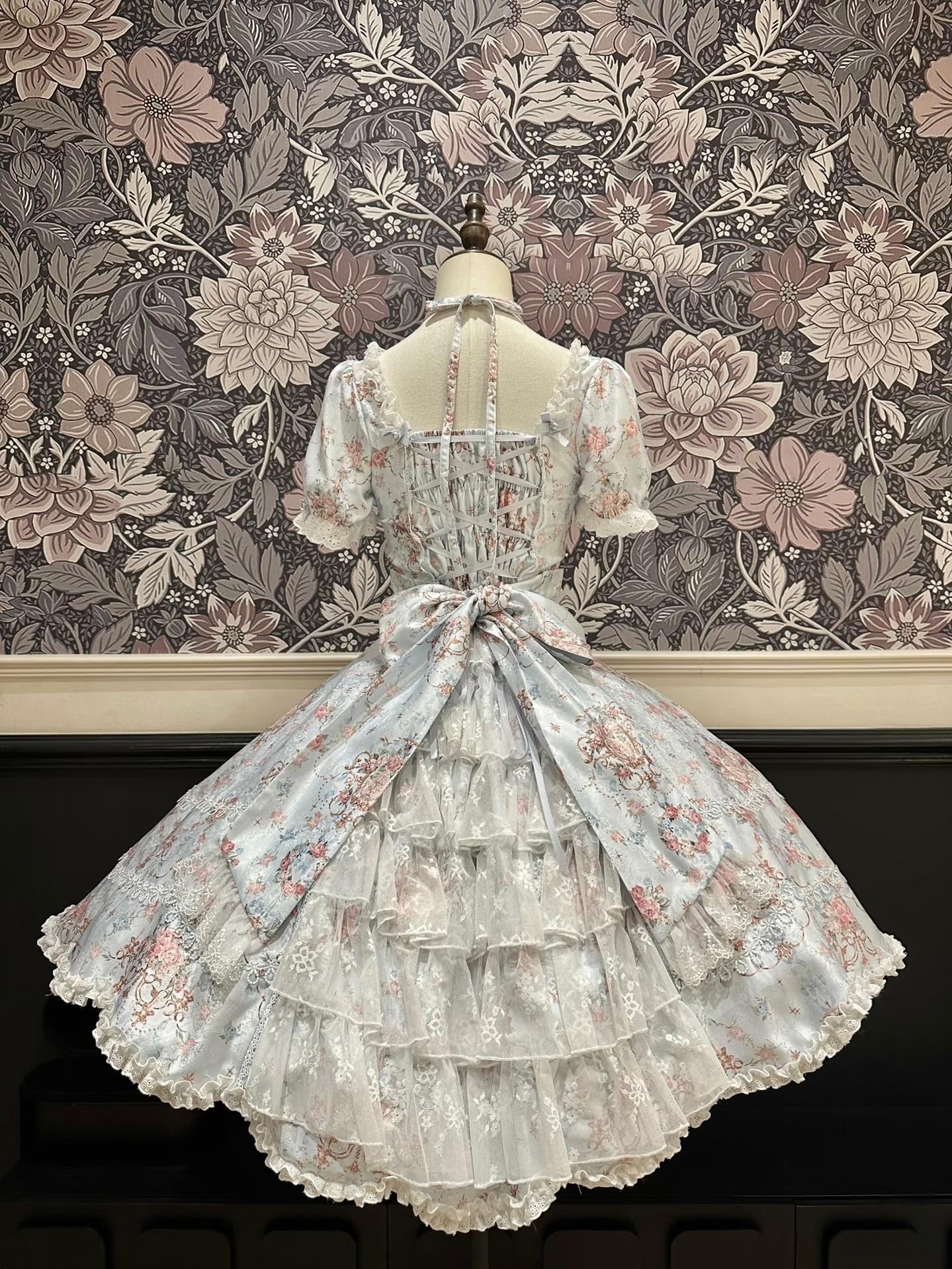 Mengfuzi - FLower in the Mirror - Old-School Lolita Bodice & SK Set, Short-Sleeved OP 44280:802306
