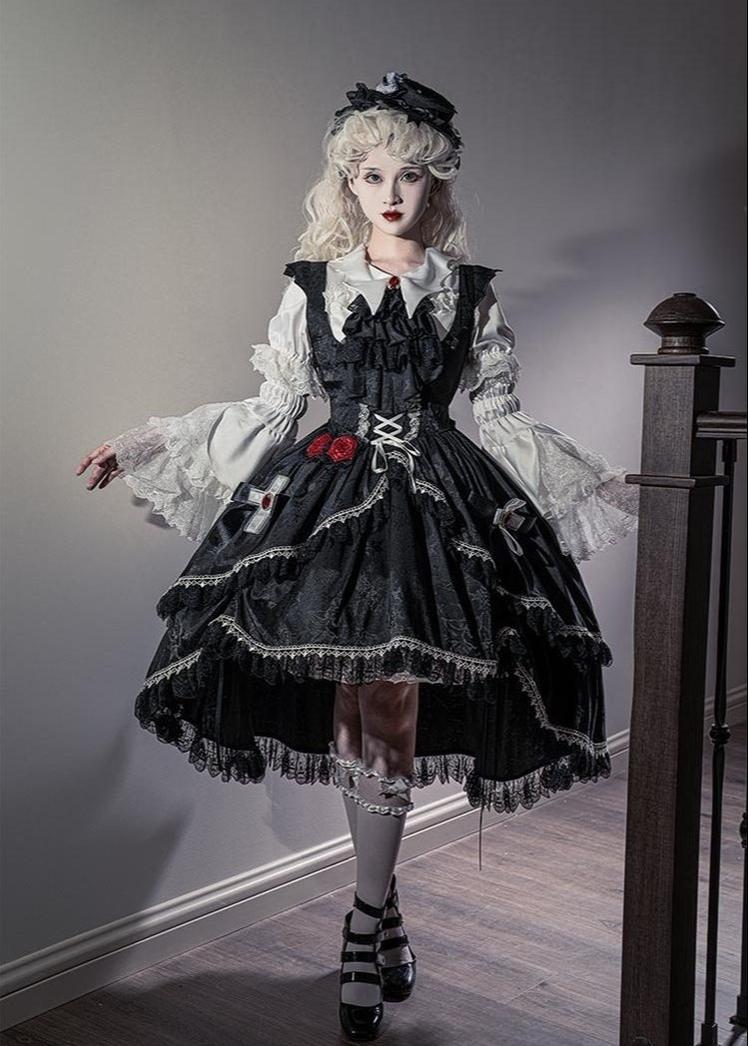 CastleToo~Night Rose~Elegant Ouji Lolita Suits With Lolita JSK And Shorts 39558:626936