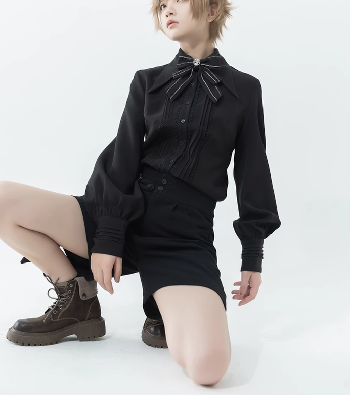 Princess Chronicles - ShenYao - Ouji Vintage Lolita Black Bow Shorts