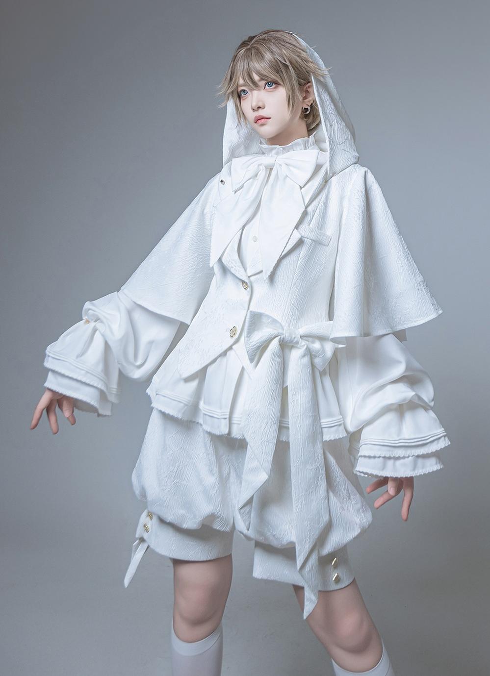Princess Chronicles - Rabbit Hunting White Moonlight - White Ouji Lolita Jacket & Shorts Set (2XL L M S XL XS) 33970:441054