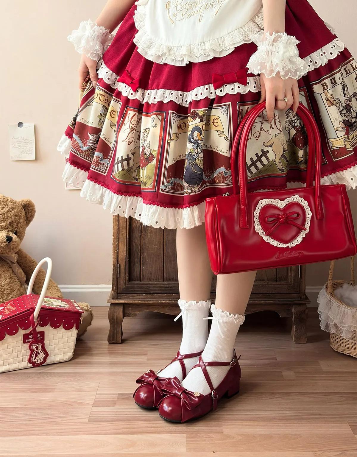 Miss Fondant - Sweet Lolita Cross Strap Shoes, Low & Mid Heels 45678:858888