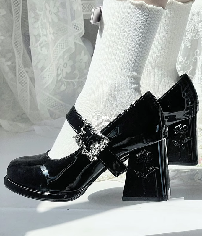 Dreamland~Wanxiang Cycle~Elegant Lolita Heel Shoes with Embossed Rose 42471:741395