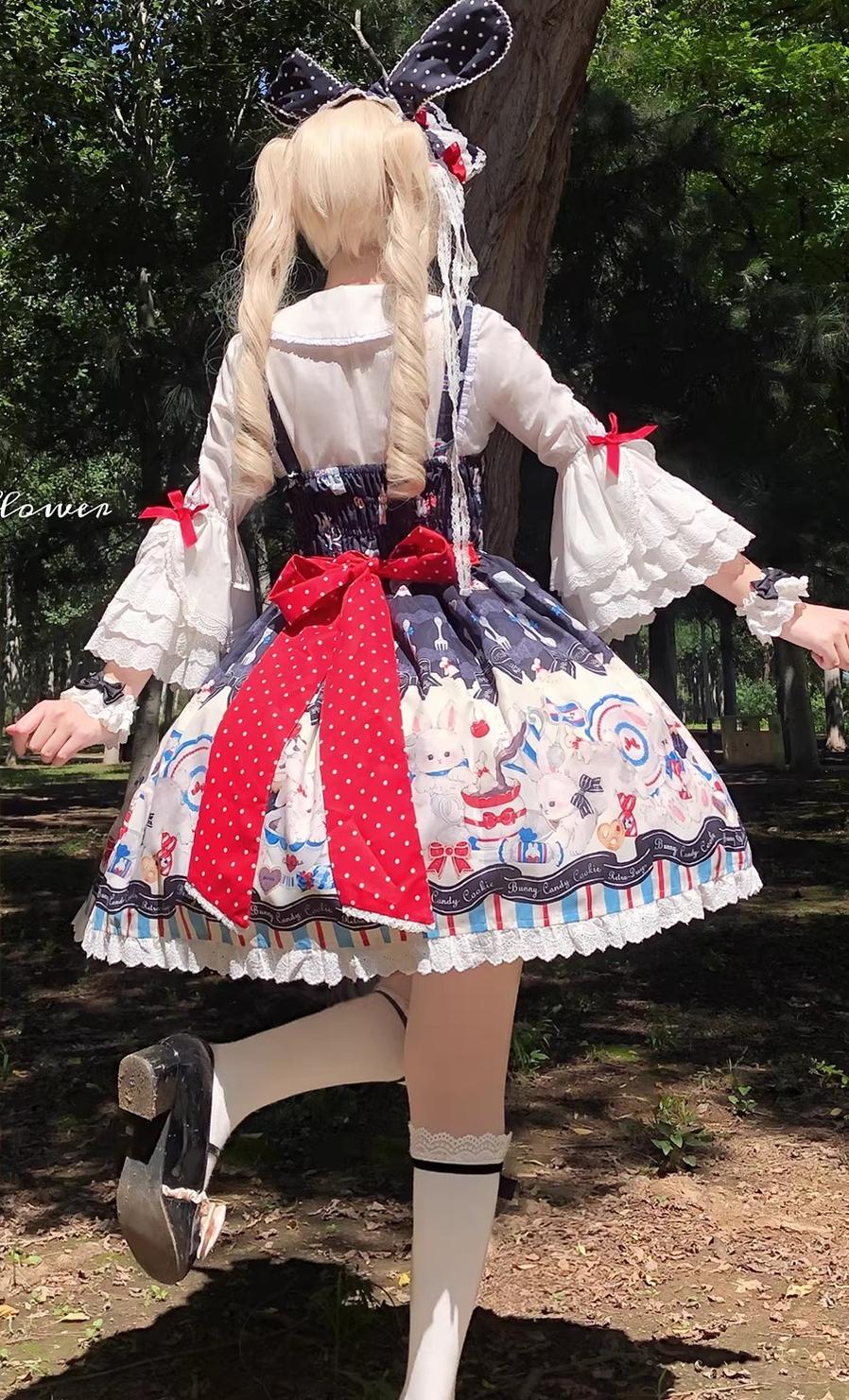 Myth Rabbit Tea Party - Sweet Lolita Dress Set, Bunny Print JSK 44460:809381