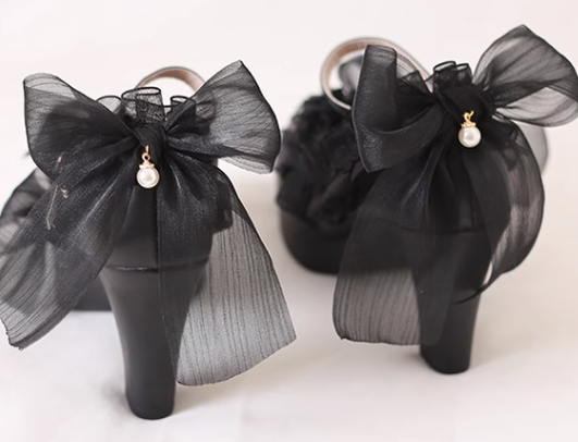 Xiaogui - Gothic Lolita Black Lace High Heels