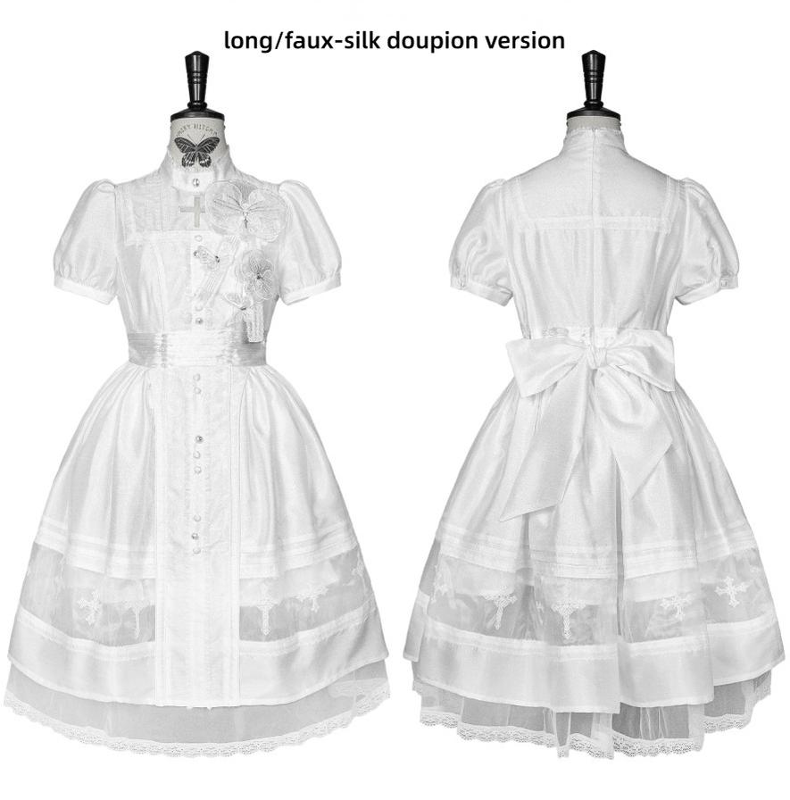 Ghost Orchid - Gothic Lolita OP Dress, Embroidered Cross 45137:835653