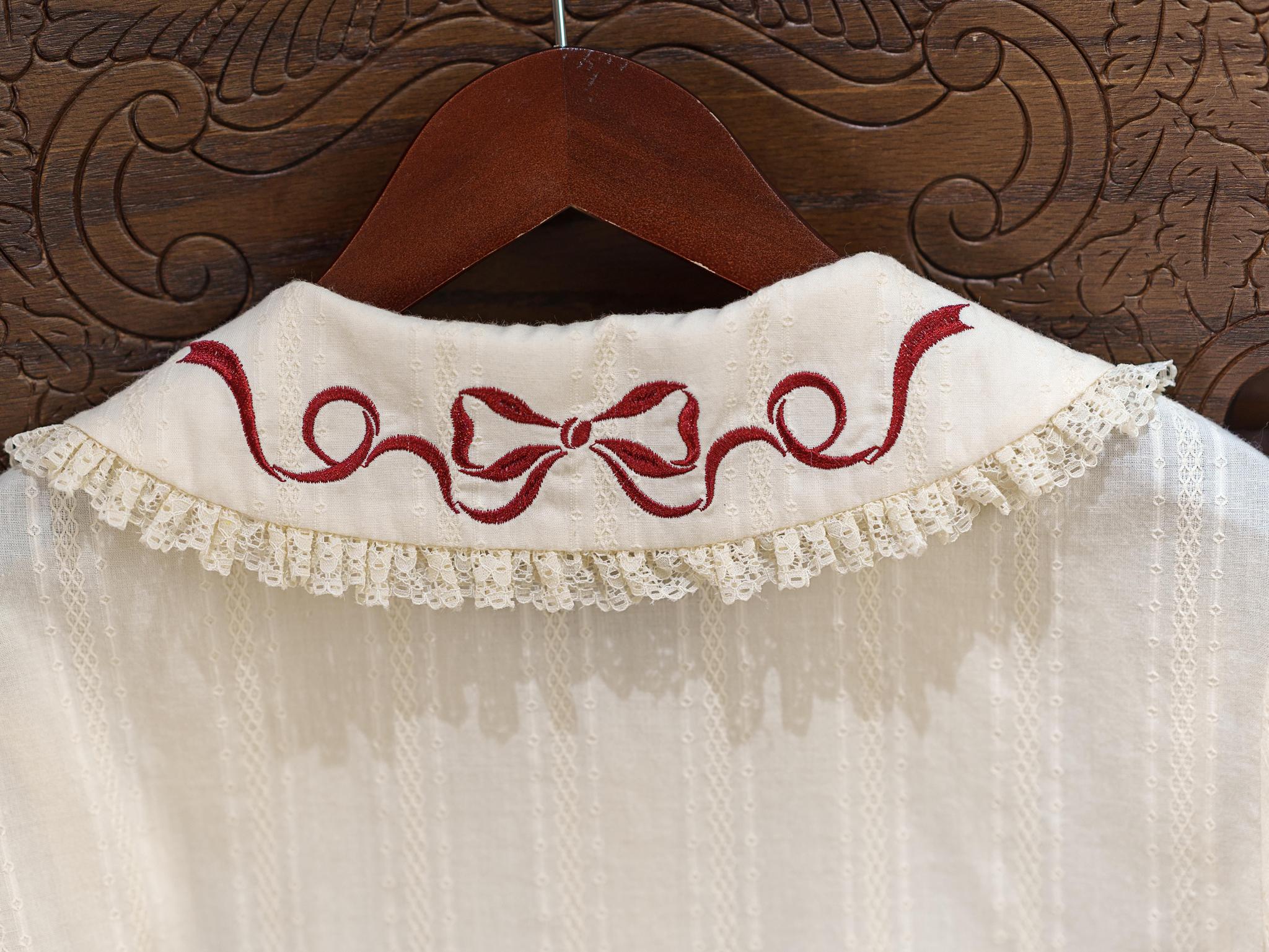 Abundant Tea Time - Kawaii Lolita Blouse, Cotton & Embroidery 45002:831076