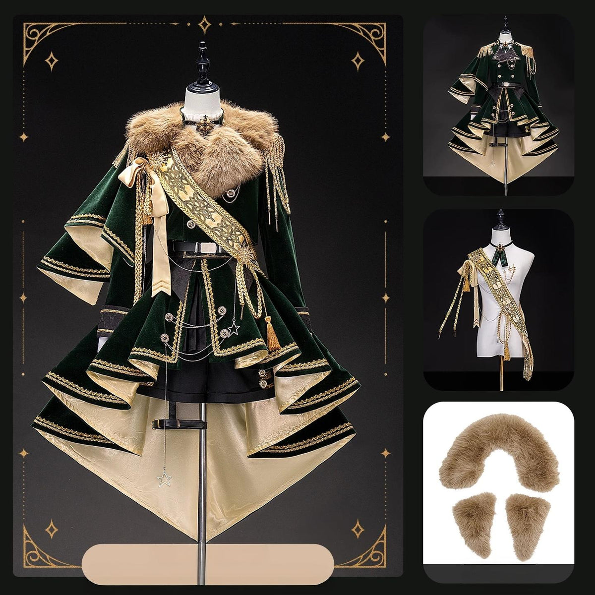 Canticle of Rites - Military Ouji Lolita Jacket & Shorts Set, Detachable Train (2XL L M S XL / Pre-order) 46053:873860