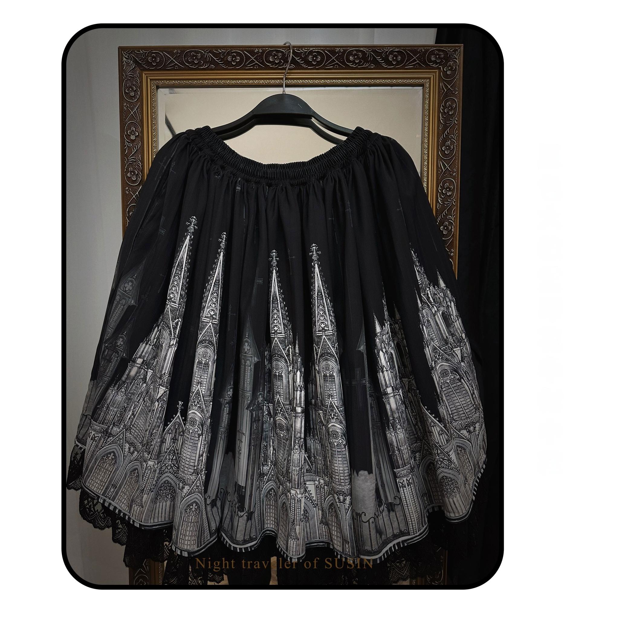 Susin Lolita - Night Traveler - Gothic Lolita Skirt Long Coat Long-Sleeved Shirt and Bustier (L M S XL) 42119:727660