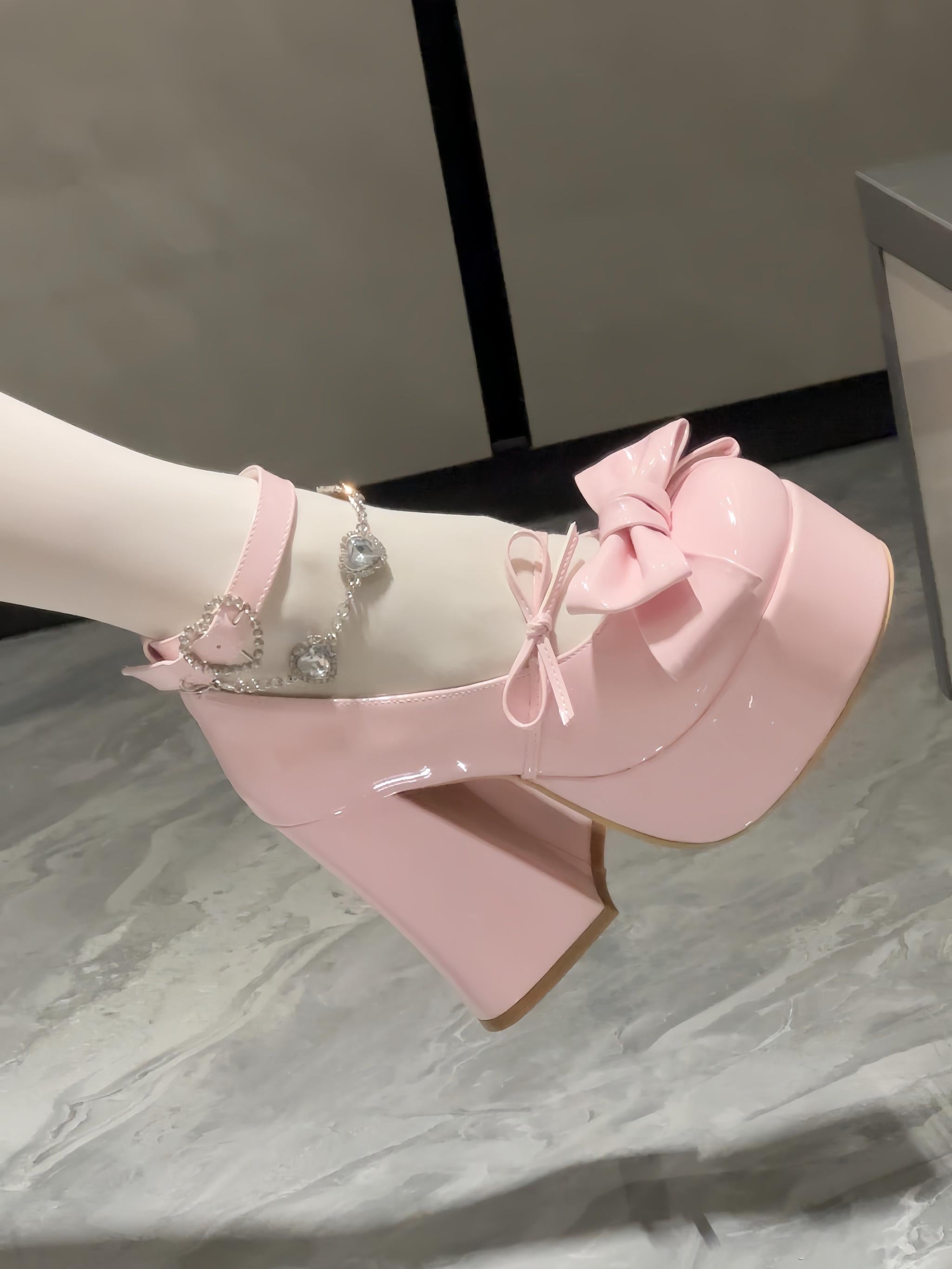 Princess Dudu - Sweet Lolita Heels Shoes, Rhinestone Chain