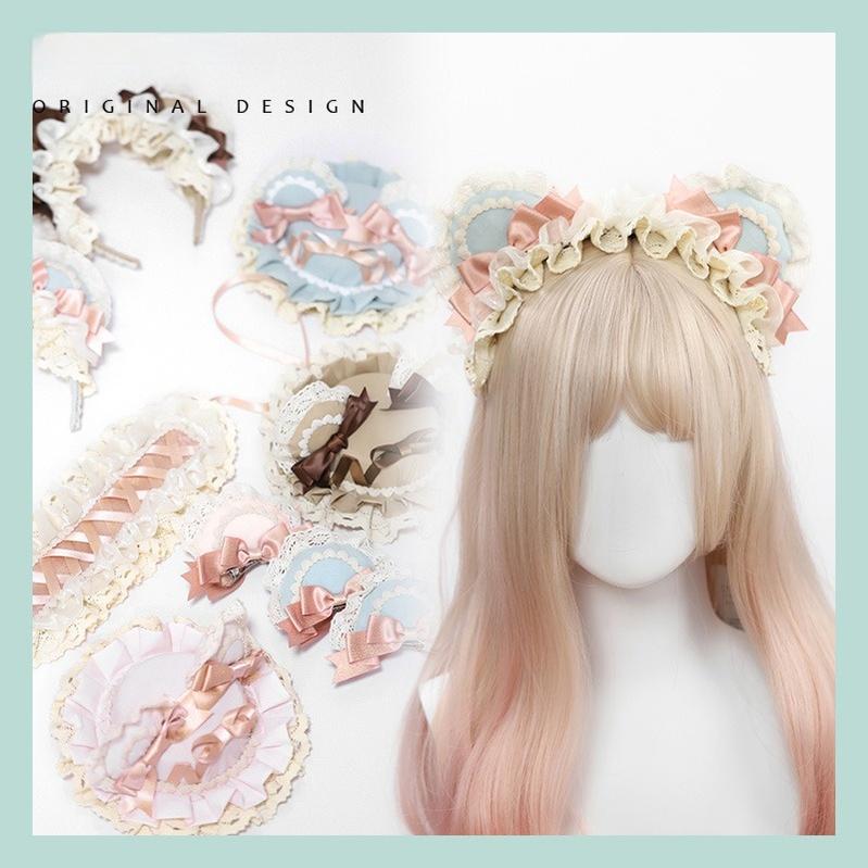 The Accessories' Story - Bear Ear Sweet Lolita Head Accessory Chocolate Bear Ear Headband (detachable ears)