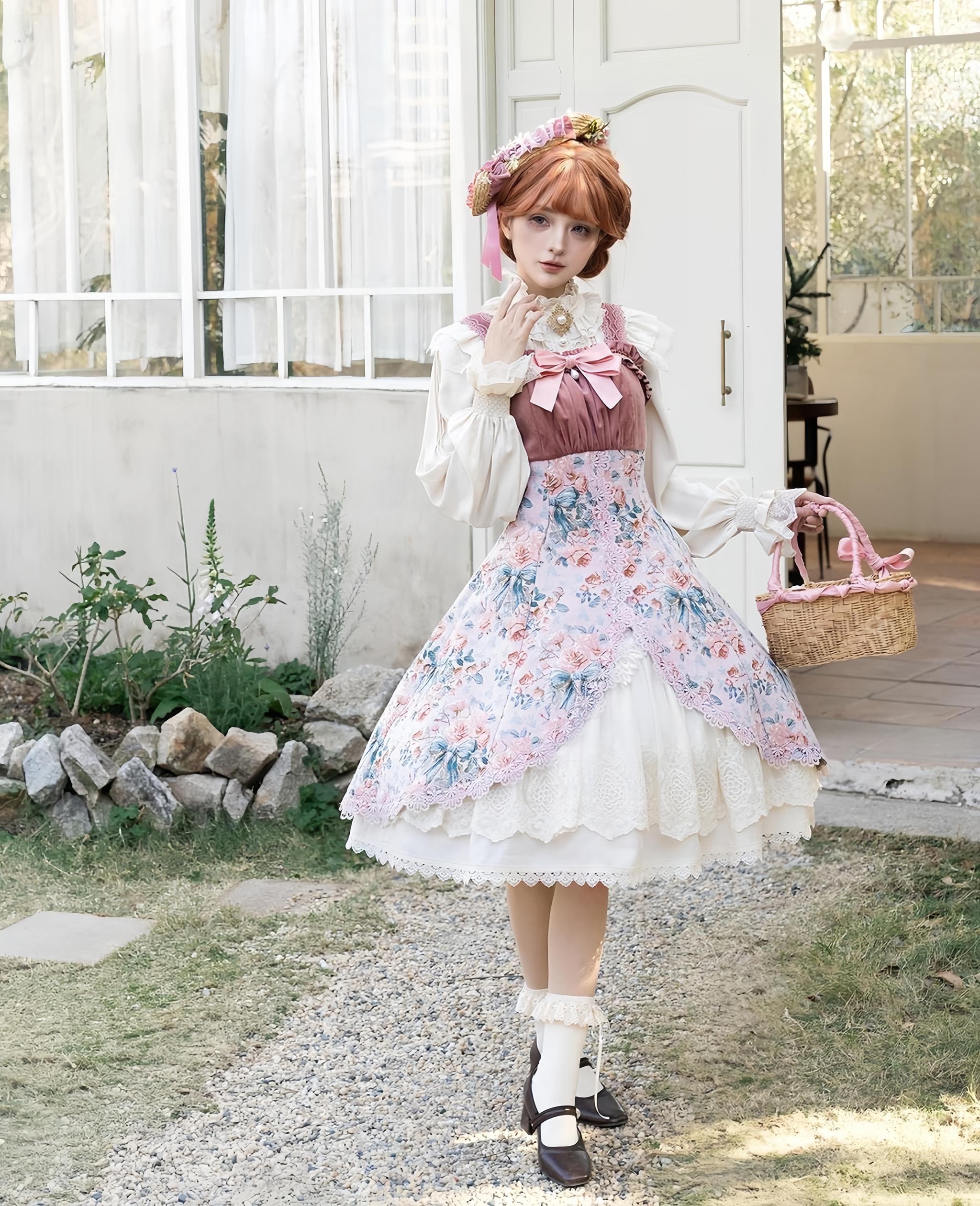 Devonshire Garden - Rose Jacquard JSK Dress, Mermaid Hem