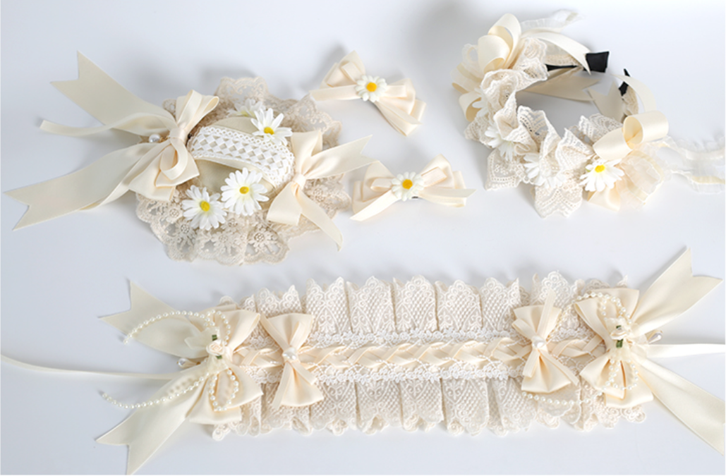Xiaogui - Sweet Lolita Ivory Lace bow Hair Accessories