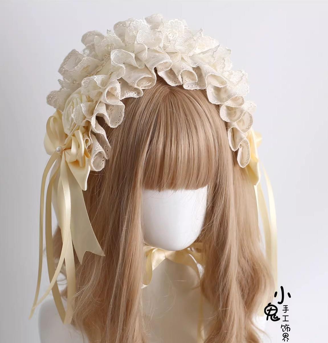 Lace Lolita Hairband, 2-in1 Bunny Ear Hairband