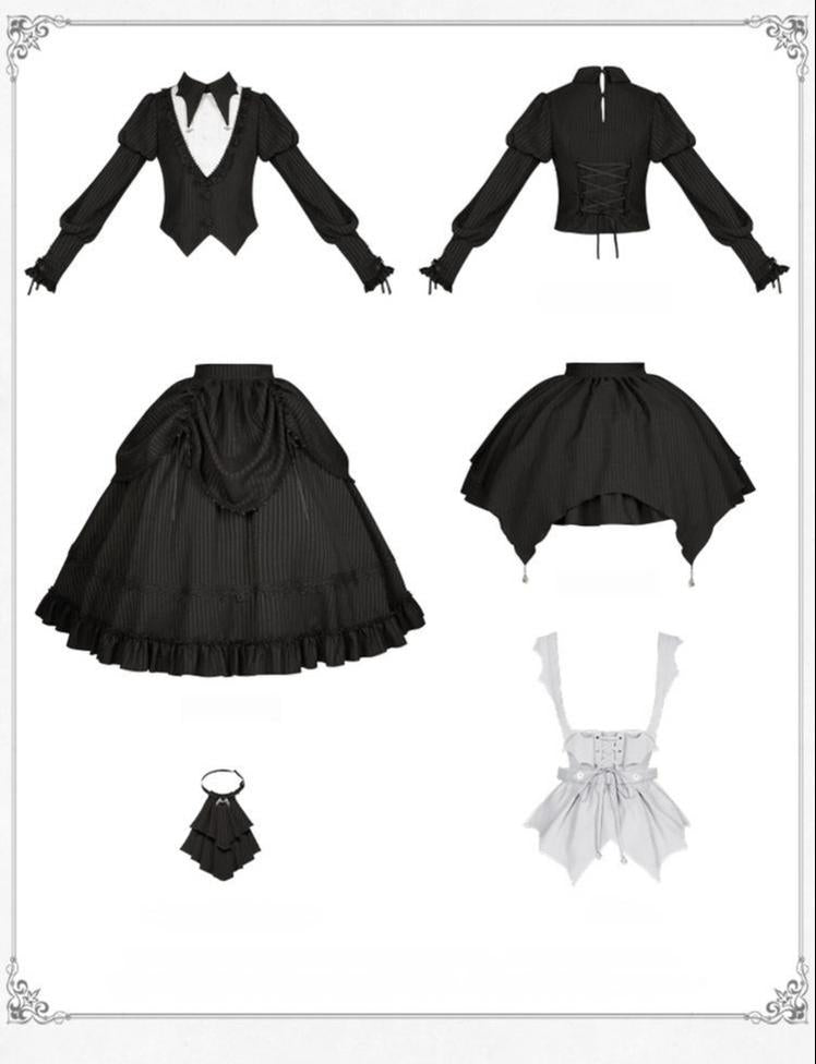 With PUJI - Night Talk - Gothic Lolita Skirt Dress Set, Batwing-shaped Accents 44188:797794