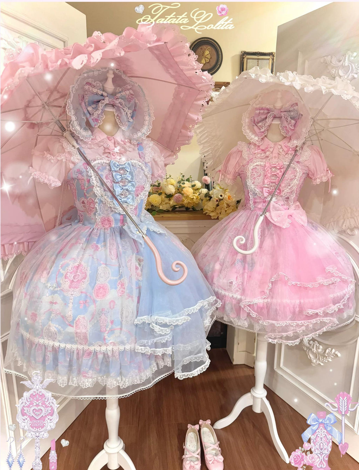 Cotton Lining Old School Lolita JSK Dress, Cosmetic Print 45924:868567