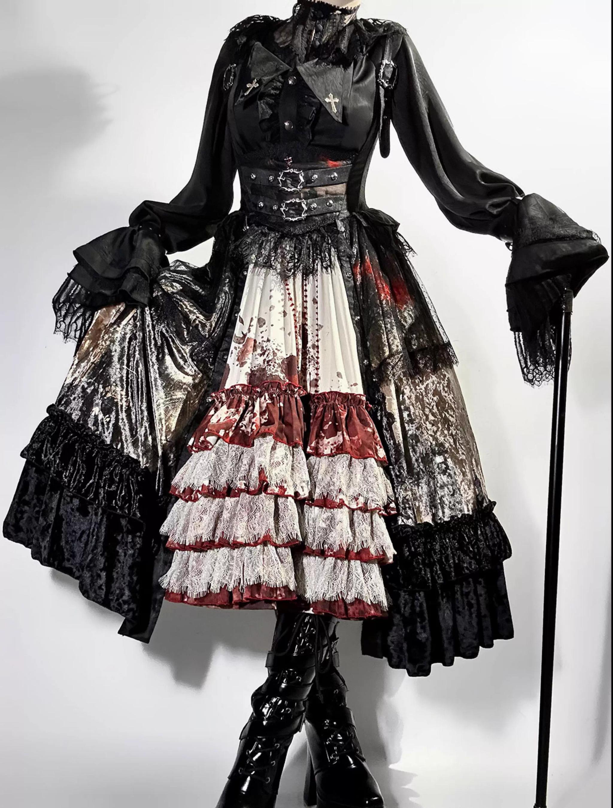 Caged Bird Hotel - Heretic Nun - Halloween Gothic Lolita JSK Dress & Blouse Set