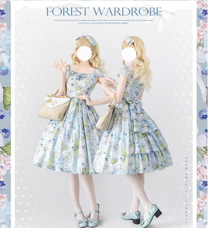 Forest Wardrobe~Forest Basket 3.0~Vintage Lolita JSK Dress Summer Thin Dress 15766:466164