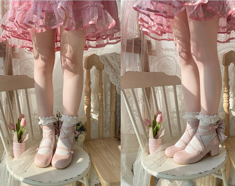 MODO - Follow in the Moonlight - Sweet Lolita Round Toe Shoes with Large Bow 42097:728821