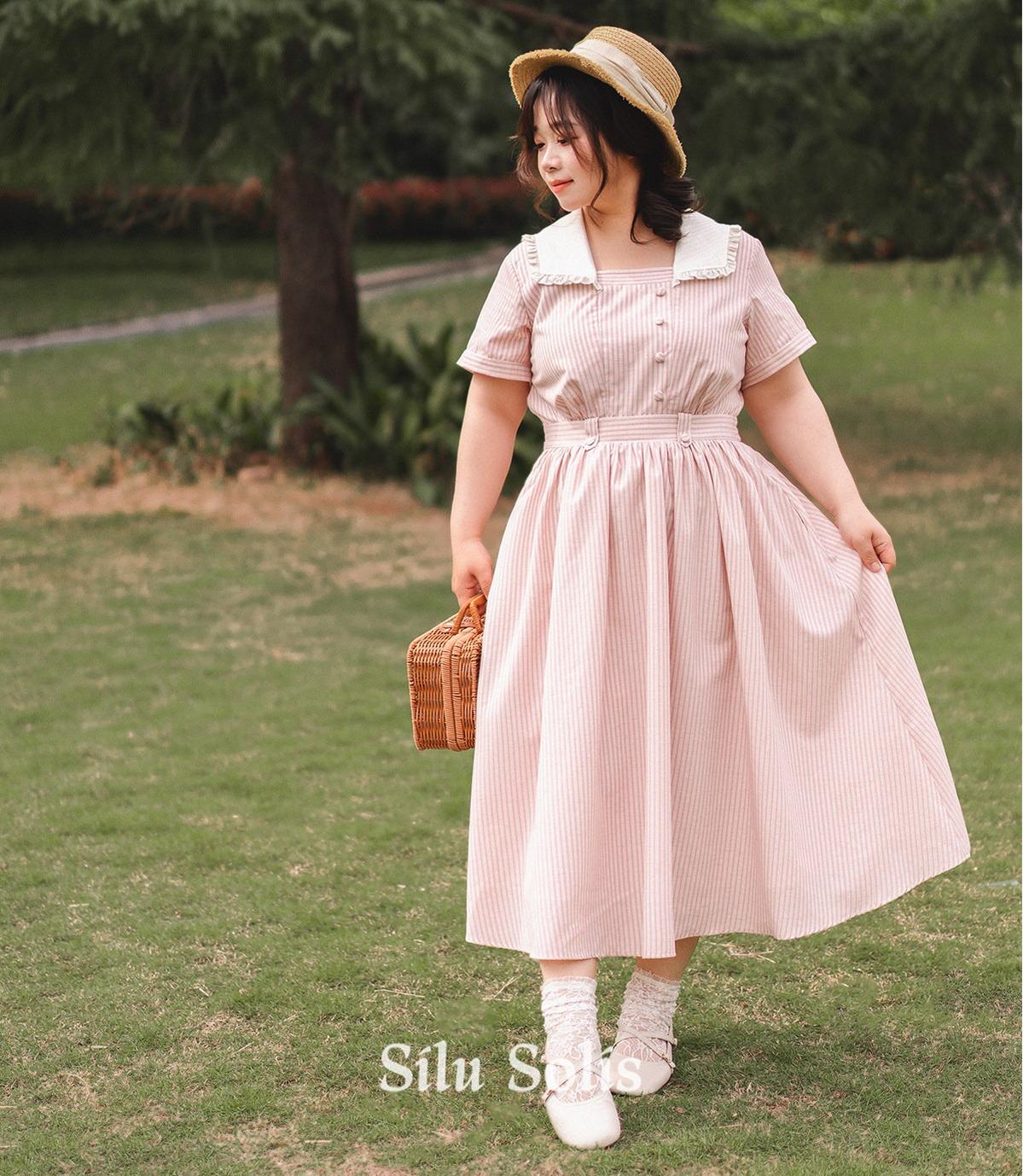 Endless Forest - Summer Striped Classic Lolita OP Dress, Short Sleeve