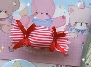Bear Doll - Augustina - Sweet Lolita Candy Hair Clip and Brooch red striped barrette