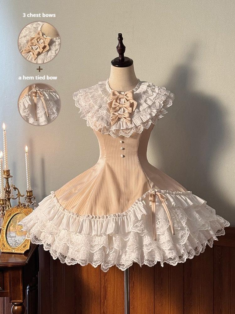 Alice Girl - Arrogant Miss - Sweet Lolita Jumper Dress with Tiered Lace Dress (L M S XL XS) 41484:699978