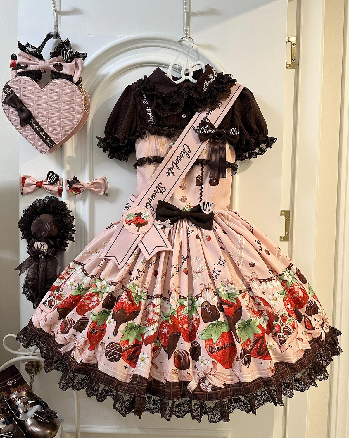 Strawberry Chocolate Lovers - Sweet Lolita Embroidered Printed Accessory