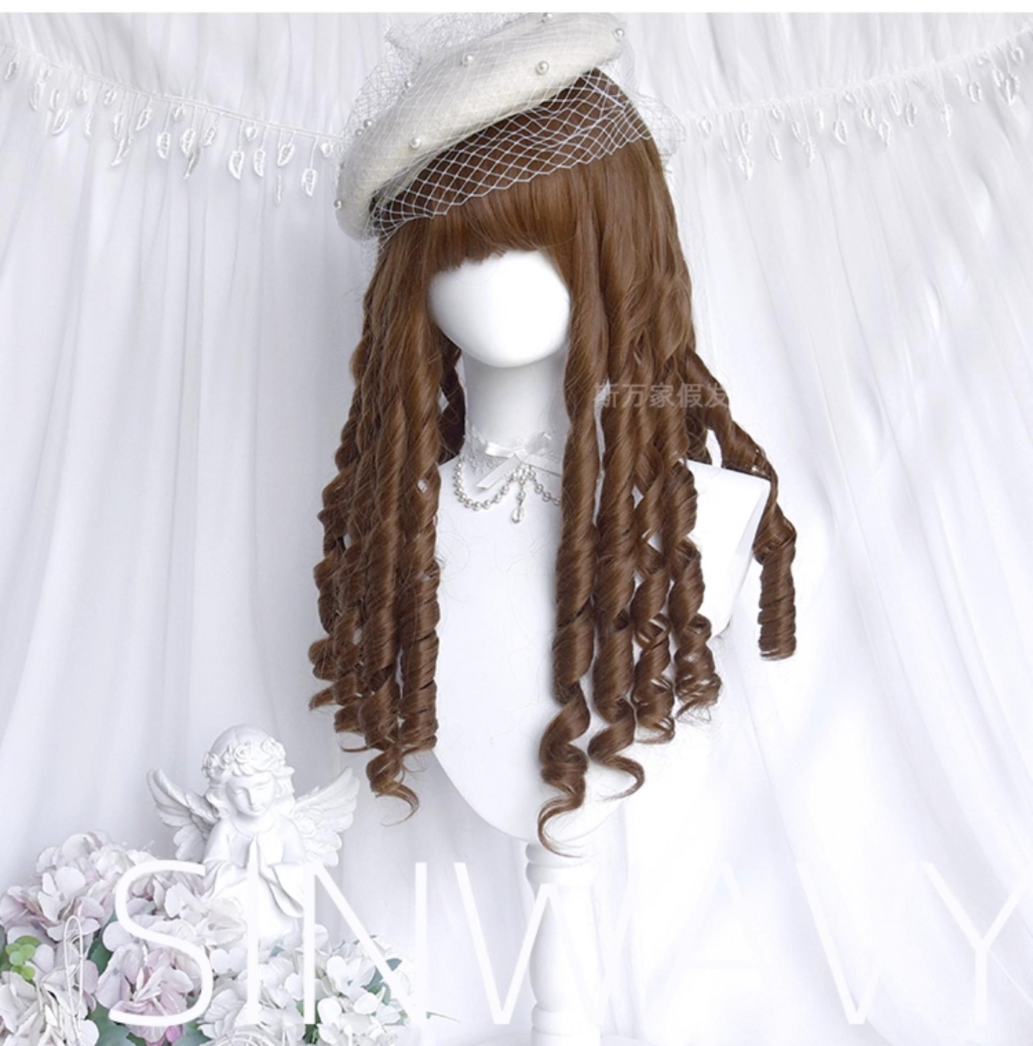 Sinwavy - Doll-like Roman Curl Lolita Wig, Straight Bangs 44137:797038