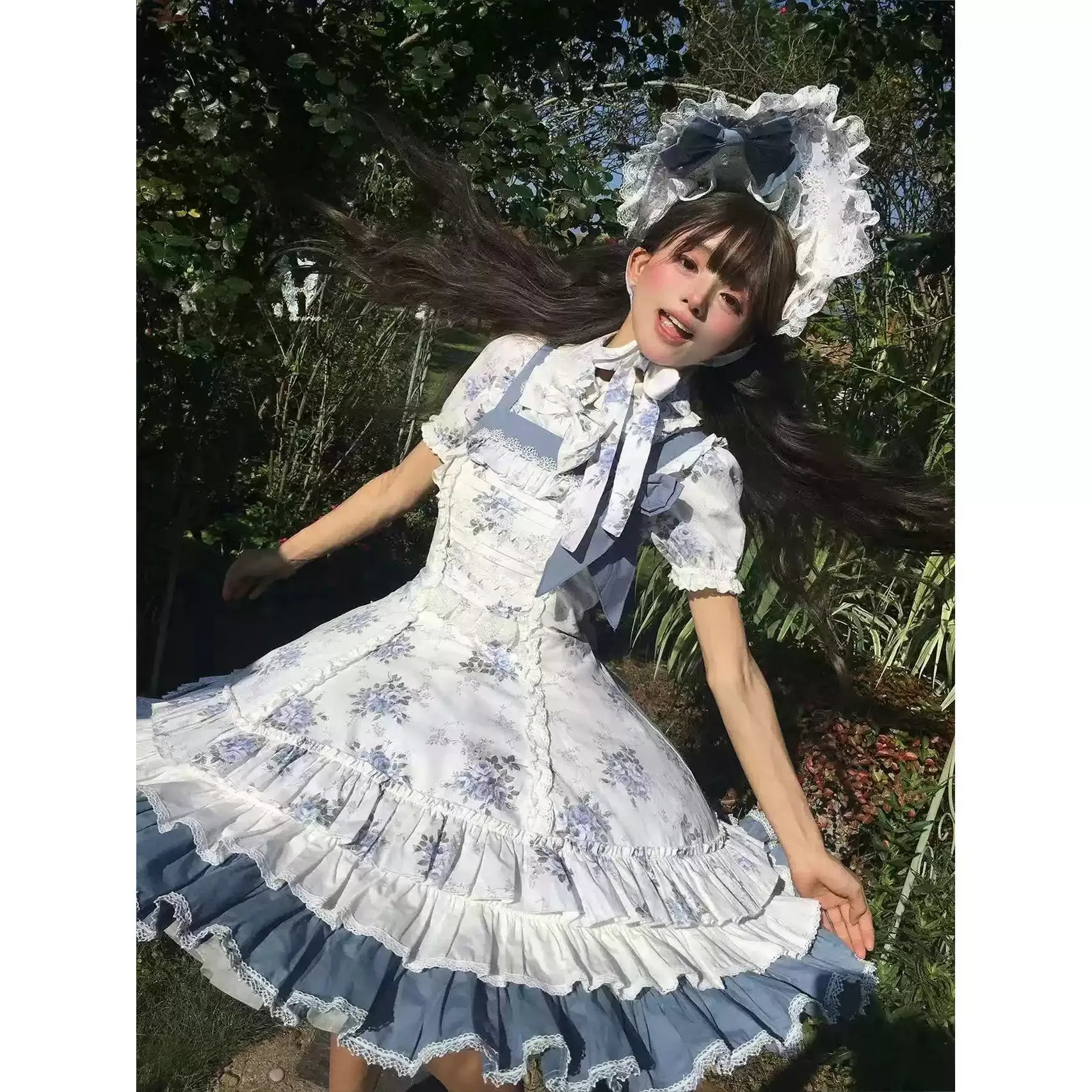 Falling Jacaranda Dream - Old School Lolita Jacaranda Printed JSK Dress 45732:859841