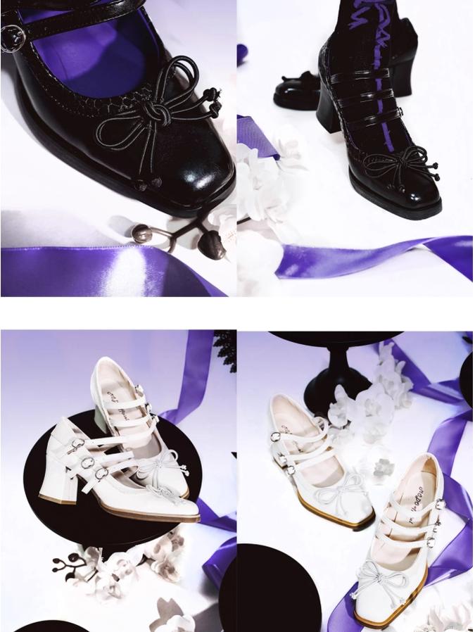 MODO - Gothic Lolita Shoes Chunky Heels with Snake-Pattern and Bow 42593:747747
