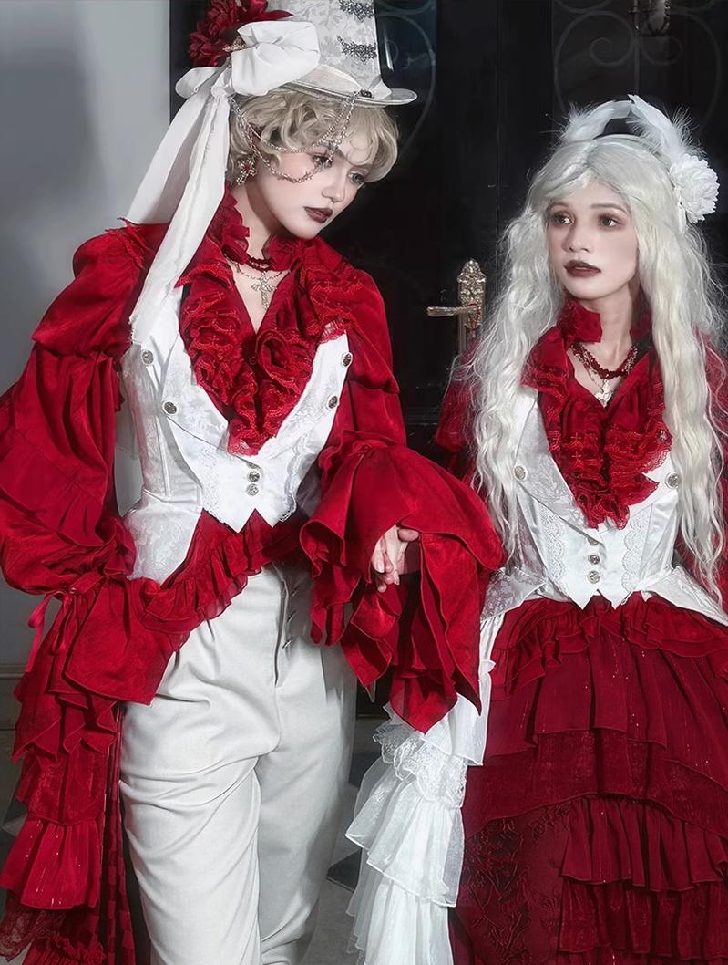 Genesis and Armageddon - Gothic Lolita High-low Hem Shirt, Boning SK