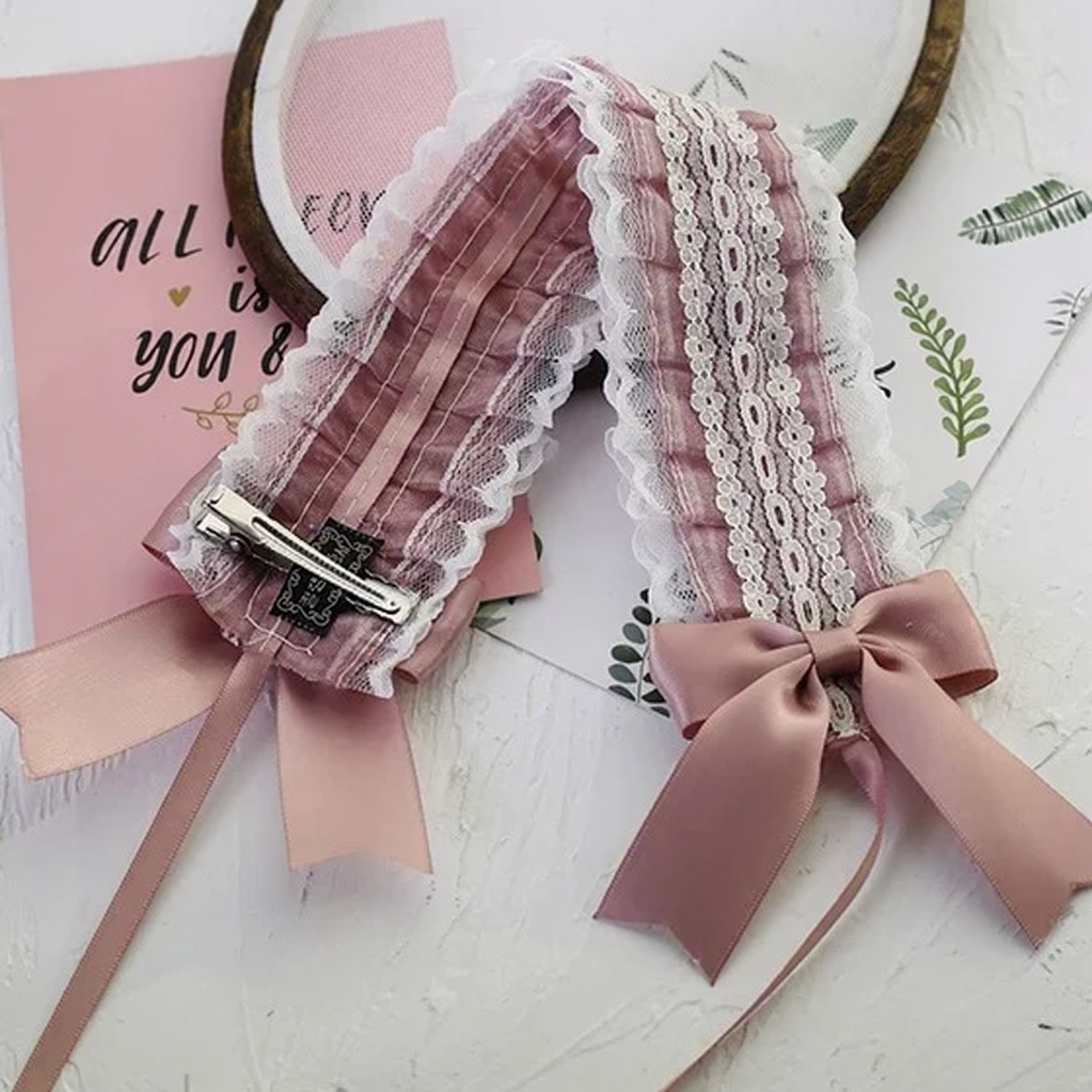 Sweet Lolita Lace Bow Headband with Clips 45829:864382