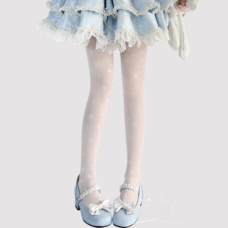 Hua Nai Cat - Summer Kawaii Lolita Thin Tights Sheer Pantyhose with Star Pattern
