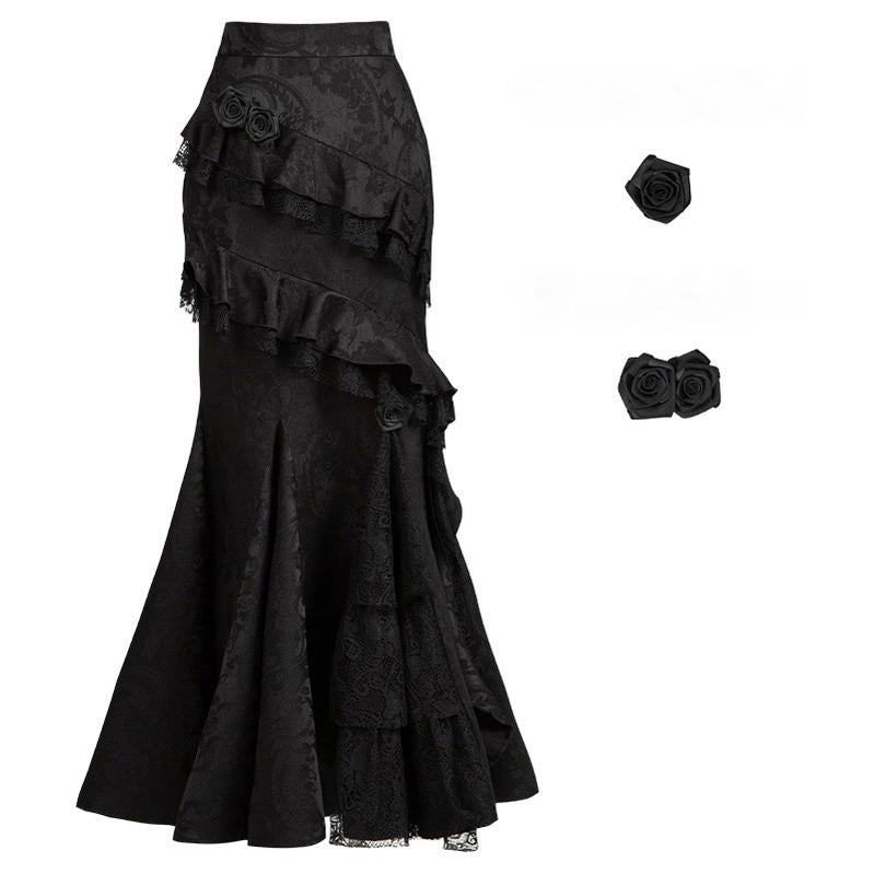 With PUJI - Letter and Poetry · Twilight - Black Gothic Lolita Skirt Set, Witch-Inspired (L M S) 43525:778376