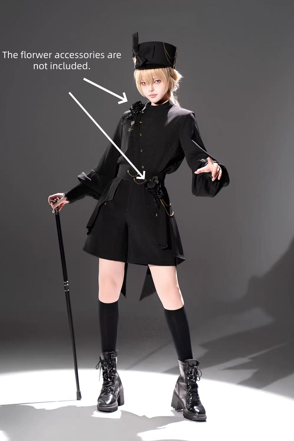 Rose's Will - Ouji Lolita Shirt, High-Low Hem Shorts