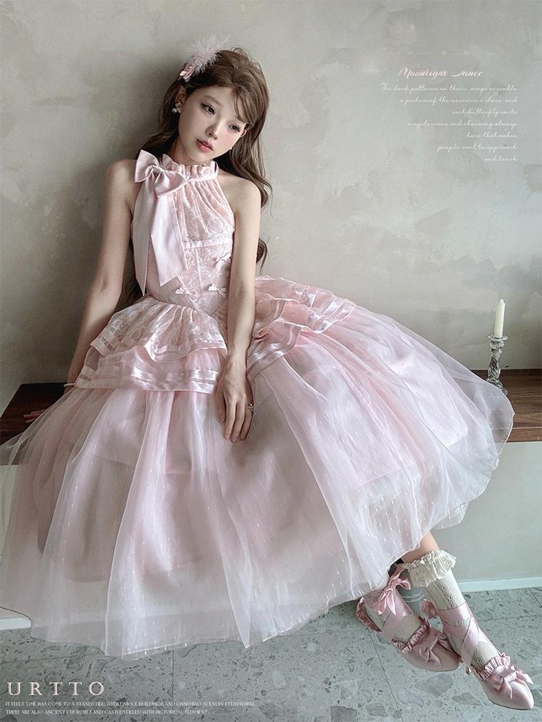 Urtto - Moonlight Dance - Elegant Lolita Halter-neck JSK Dress in Ballet Style