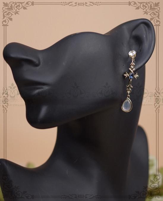 Classic Lolita Necklace & Earrings, Artificial Pearl Rhinestone A Pair of Stud Earrings