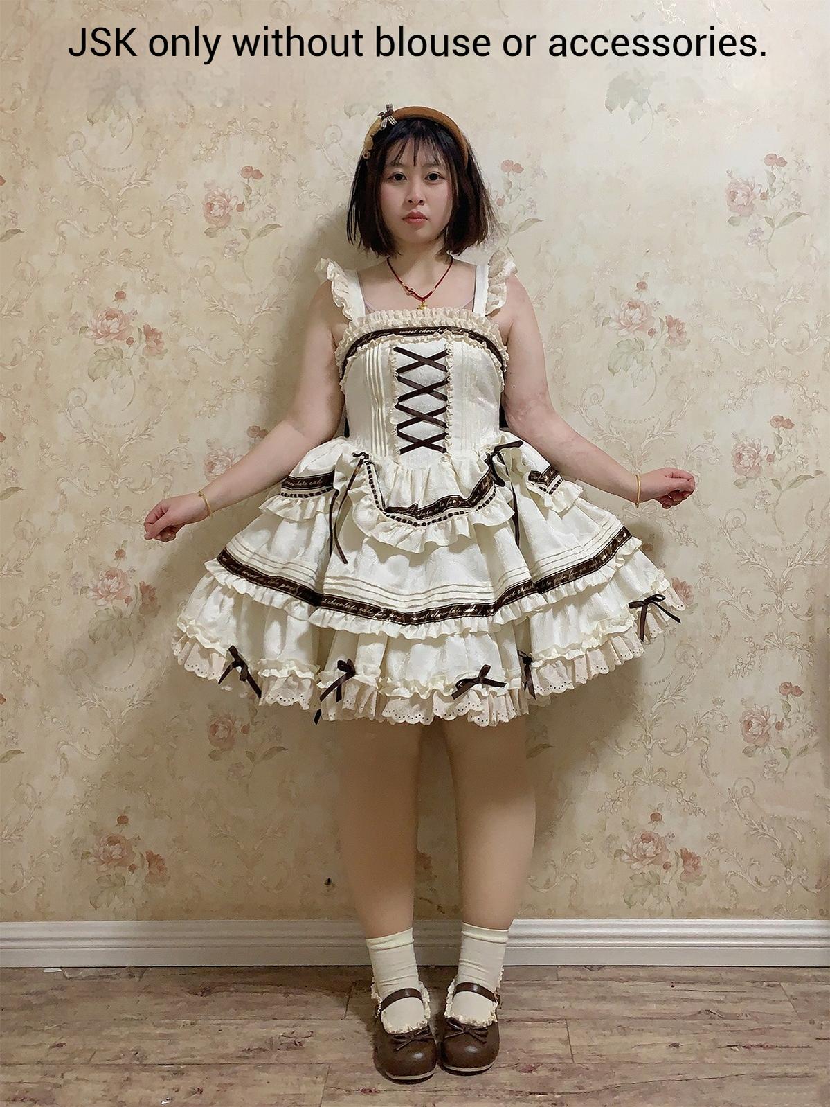 Chubby Cat Diary - Chocolate Layer Cake - Plus Size Cotton Lolita Jumper Dress JSK Only S