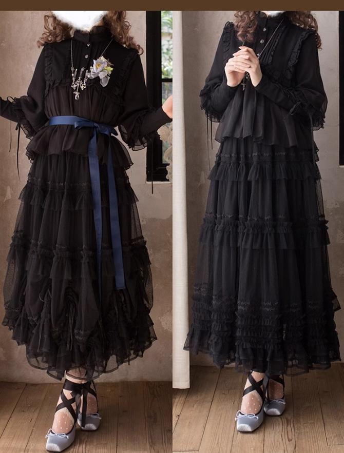 ThinkFly~Pleated Heart~Elegant Lolita Petticoat with Dotted Gauze Hem 42170:732899